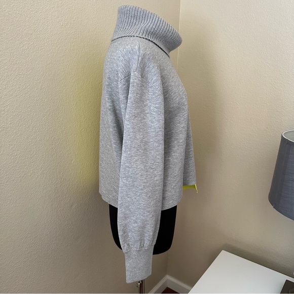 Alice + Olivia Spencer Colorblock Turtleneck Sweater Heather Grey/Sunny Lime - Picture 7 of 14